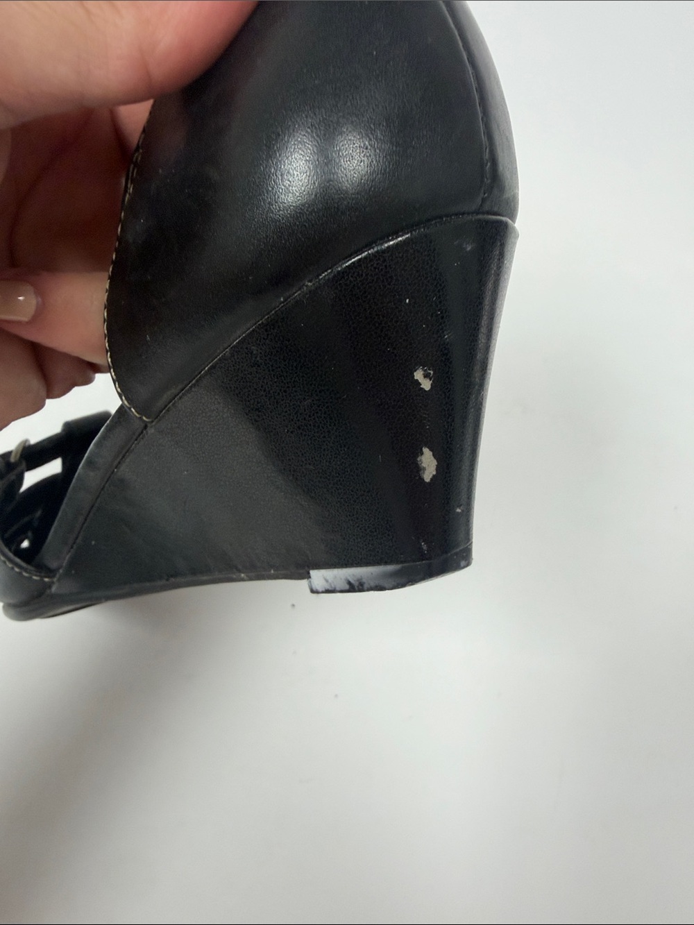 What’s What by Aerosoles - Black Leather Woven Mary Jane Flats with Ankle Strap - Picture 9 of 10